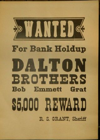 Set Of 12 Vintage Wells Fargo Reward And Wanted Posters - Circa 1970s