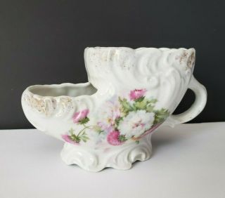 Antique Victorian Porcelain Shaving Scuttle Mug Cup Germany Floral