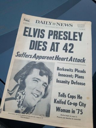 Elvis Presley Death - Son Of Sam August 17th 1977 York Daily News Newspaper