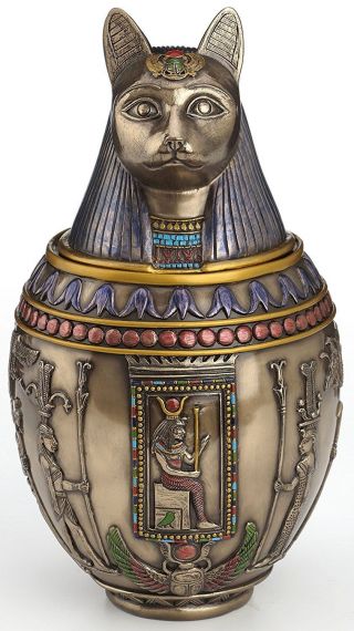 Rare Egyptian Bastet Sculpture Canopic Jar/urn Statue Figurine