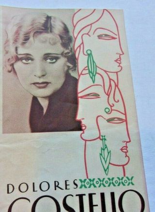 Vintage Lobby Card Brochure Paper Dolores Costello Movie 1930 