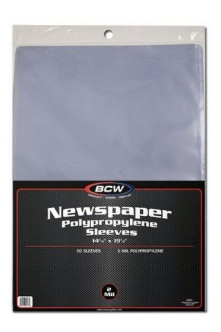 Pack Of 50 Bcw 14 X 19 Newspaper Acid 2 - Mil Clear Poly Sleeves 14x19