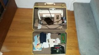 Singer 301a Sewing Machine With Case,  Attachments And Instructions.