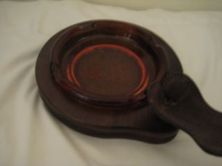 Decatur Industries Vintage Leather Pipe Holder with Wooden Ashtray Holder 3