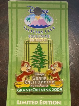 Disney Pin Dvc Vacation Club Chip And Dale Grand Californian Opening Day 2009