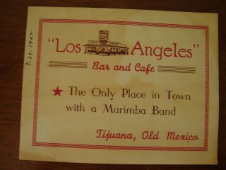 Old Vintage 1952 Souvenir Photo Card Los Angeles Bar & Cafe Tijuana Mexico