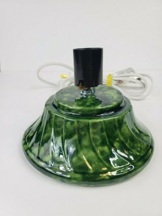 Vintage Handpainted Ceramic Christmas Green Base Only,  Replaced Electric