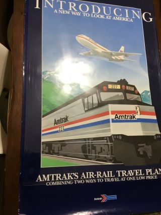 Vintage Train Poster Amtrak Air Rail 25x40