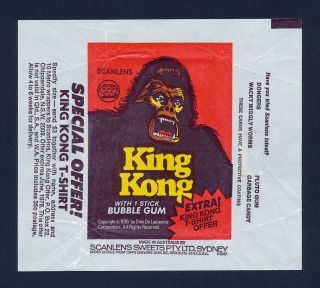 King Kong 1977 Scanlens Card Wrapper