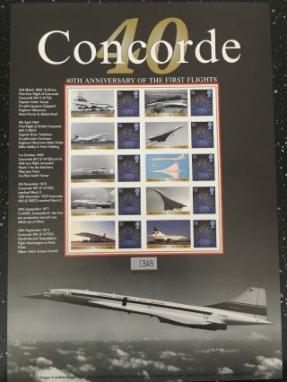 Concorde Sheet.  40th Anniversary Of The First Flights.  Factual Sheet