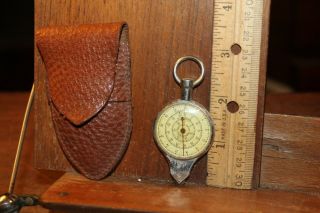 Vintage Map Measuring Wheel Opisometer & Leather Case Germany