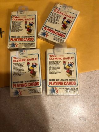 4x NIP - Sam The Olympic Eagle 1984 Deck of Playing Cards 2