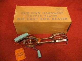 Vintage Copper Plated Die Cast Egg Beater Turquoise Our Hardware Model A 70t
