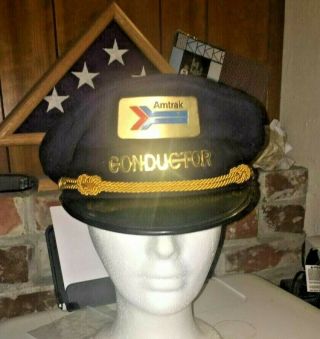Vintage Blue Amtrak Conductor Hat
