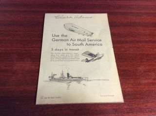 Rare 1934 Zeppelin 2 Timetable For German To South America