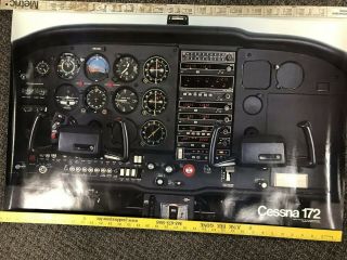 Vtg 1987 Cessna 172 Cockpit/ Instrument Panel Poster 36x24