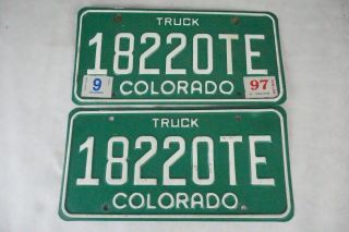 1997 Colorado Truck License Plates - Matched Pair
