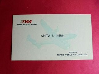 Vintage Trans World Airlines Twa Hostess Business Card