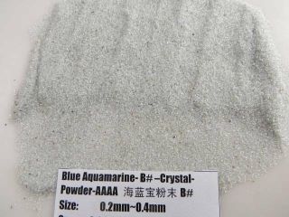 B Natural Blue Aquamarine Crystal Gemstone Specimen Grinding Sand Powder Healing