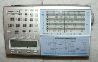 Grundig Yatch Boy 218 World Receiver,  Portable Fm Stereo,  Mw & Sw Clock Radio