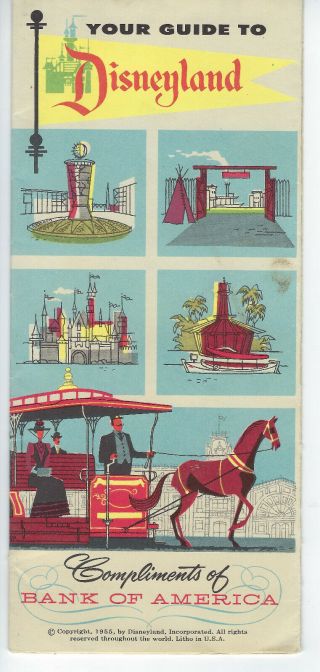 Rare 1957 Bank Of America Your Guide To Disneyland Amusement Park Brochure & Map