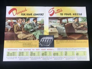 Vtg 1940 ' s 50s Chevrolet Chevy Suburban Advertising Brochure Fold Out Poster 2