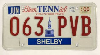 Tennessee Bicentennial License Plate Expired 063 Pvb Volunteer