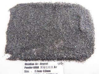 A Natural Black Obsidian Crystal Gemstone Specimen Grinding Sand Powder Healing
