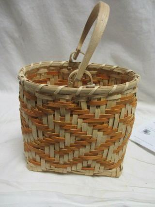 Cherokee Indian Woven Vase Basket White Oak Blood Root North Carolina