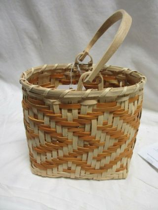 Cherokee Indian Woven Vase Basket White Oak Blood Root North Carolina 2