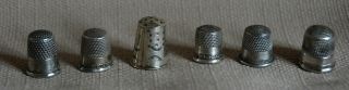 Six (6) Sterling Silver Thimbles - Different Makers,  Various Sizes