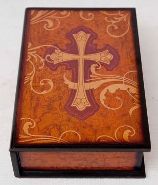 Vintage Faux Wood Inlay Bible Box