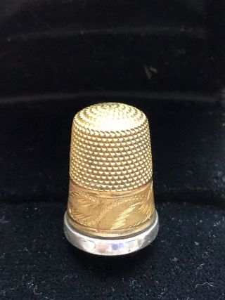 Vintage Unique Hand Chased Us Gold Over Sterling Silver Thimble No Signs Of Use