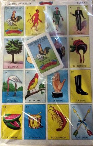 Don Clemente Mexican Jumbo Loteria Set,  Deck Of Cards 10 Large Boards