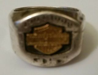 Harley Davidson 95th 1903 - 1998 Anniversary Ring 20.  5 g Sterling Silver/18 K 10 6