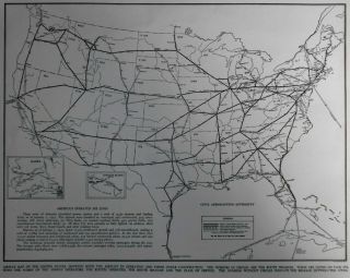 Vintage Airlines 1941 Airway Map Of Us 27 American Operators World War Wwii L@@k