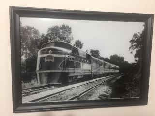 Black & White Photo Rock Island Locomotive & Passenger Cars 16 X 11 Framed
