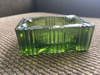Vintage 2 1/4” X 3” Tiny Small Rectangular Green Glass Ashtray Rectangle Old 4