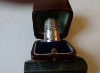 Silver Thimble In Case With Two (2) Wonderful Sewing Kit Examples