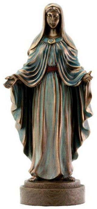 7 " The Virgin Mary Mother Madonna Bronze Finish Statue Figurine Gift 7671