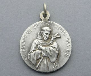 Antique Religious Pendant.  Francis Of Assisi.  Saint Anthony Of Padua.  Medal.