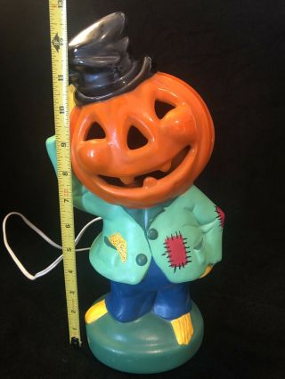 Vtg Painted Ceramic Scarecrow Jack O Lantern Pumpkin Lighted Figure Halloween 2