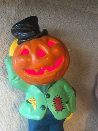 Vtg Painted Ceramic Scarecrow Jack O Lantern Pumpkin Lighted Figure Halloween 7