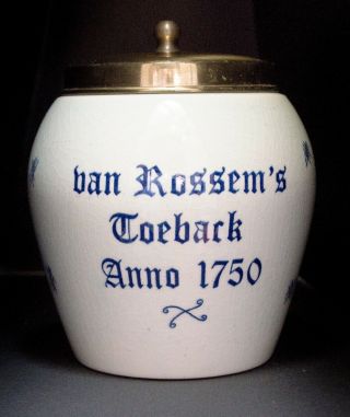 Vintage Blue Delft Tobacco Jar Humidor Van Rossems Toeback Anno 1750 Handpainted 2