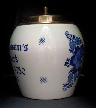 Vintage Blue Delft Tobacco Jar Humidor Van Rossems Toeback Anno 1750 Handpainted 3
