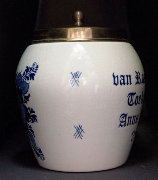 Vintage Blue Delft Tobacco Jar Humidor Van Rossems Toeback Anno 1750 Handpainted 5