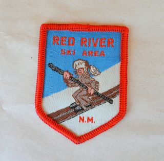 Vintage? Sew On Patch Red River Nm Ski Area Mountain Man Skiing