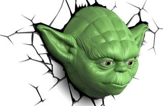 Star Wars Yoda Head 3d Deco Light 3dlightfx Cordless Wall Led Lamp