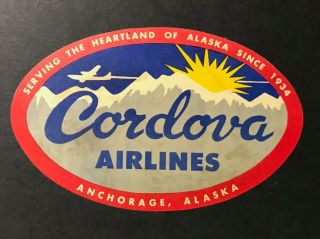 Vintage Cordova Airlines Luggage Label - Gem