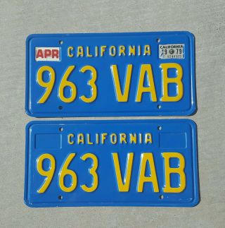 California 1979 License Plate Pair Dmv Clear